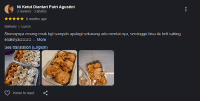 Testimoni pelanggan Siomay Bucin 7
